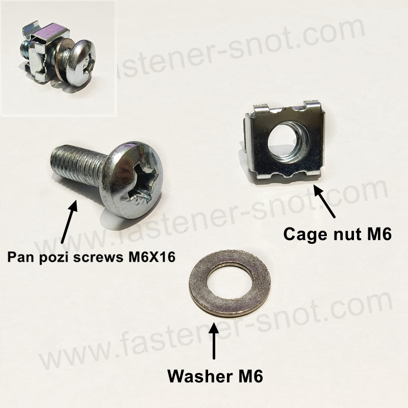 High-Quality M6 Cage nut set Hardware Kit,M6 X16 screws, M6 cage nuts, M6 washers .jpg