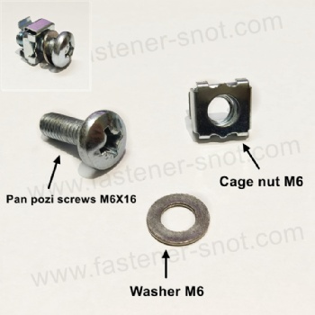  High-Quality M6 Cage nut Kit Hardware Kit,M6 X16 screws, M6 cage nuts, M6 washers	