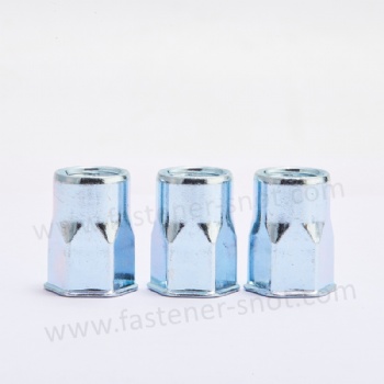  Small Head Hex Body Carbon Steel Rivet Nut Zinc Blue	