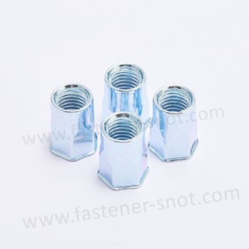  Small Head Hex Body Carbon Steel Rivet Nut Zinc Blue	