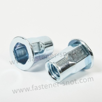 Flat Head Half Hex Rivet Nut Insert Zinc Plating