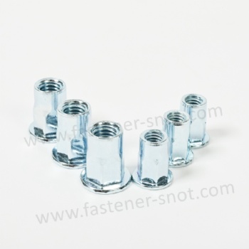  Flat Head Half Hex Rivet Nut Insert Zinc Plating	