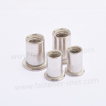  Stainless Steel Flat Head Knurled Body Rivet Nuts Sheet Metal Fastening	