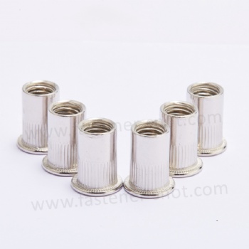  Stainless Steel Flat Head Knurled Body Rivet Nuts Sheet Metal Fastening	